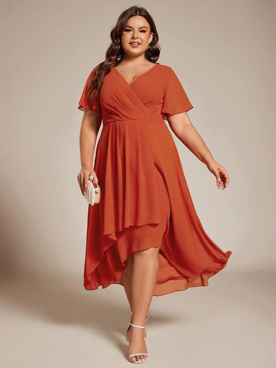 ever LARK|Chiffon Elegance Short Sleeve High-Low Bridesmaid Dress - Image 113