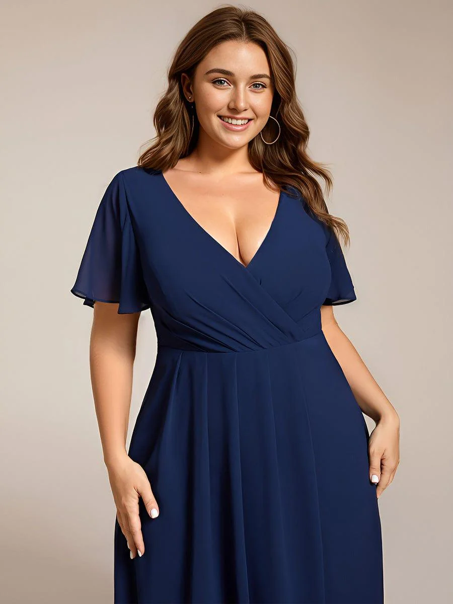 ever LARK|Chiffon Elegance Short Sleeve High-Low Bridesmaid Dress - Image 12