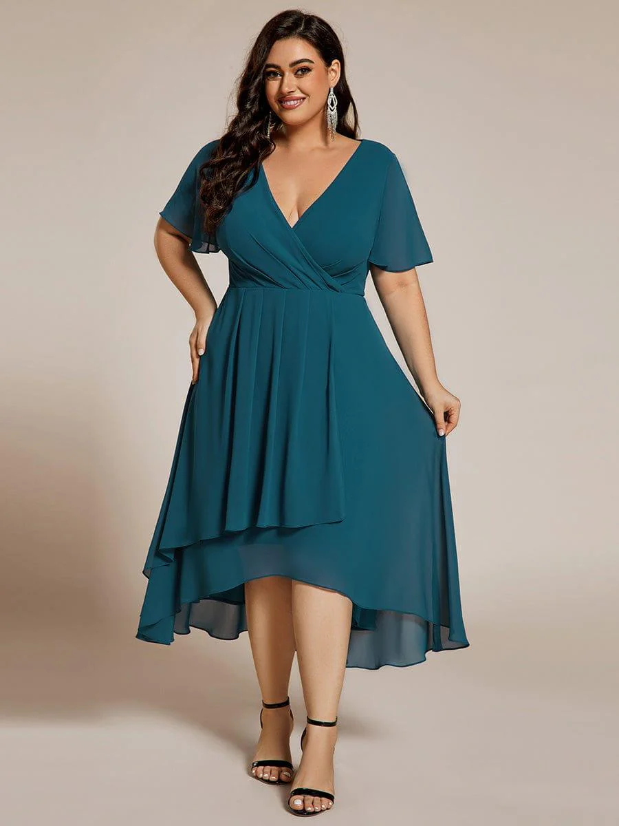 ever LARK|Chiffon Elegance Short Sleeve High-Low Bridesmaid Dress - Image 134