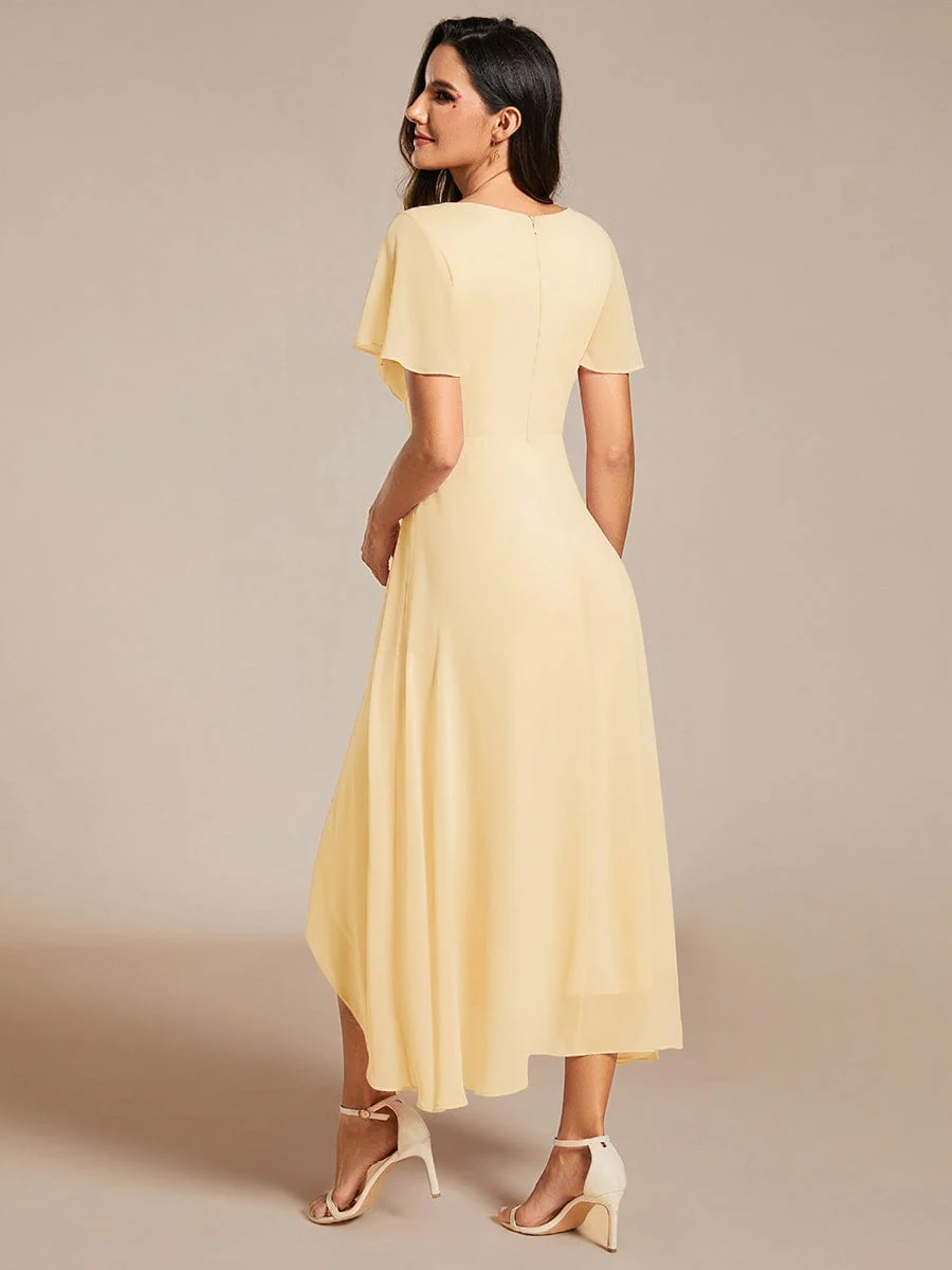 ever LARK|Chiffon Elegance Short Sleeve High-Low Bridesmaid Dress - Image 137