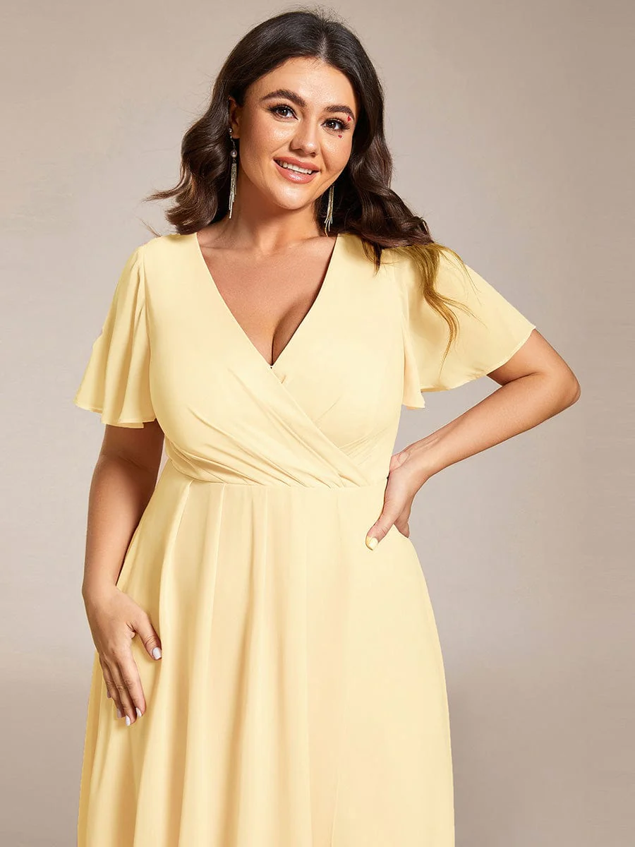 ever LARK|Chiffon Elegance Short Sleeve High-Low Bridesmaid Dress - Image 143