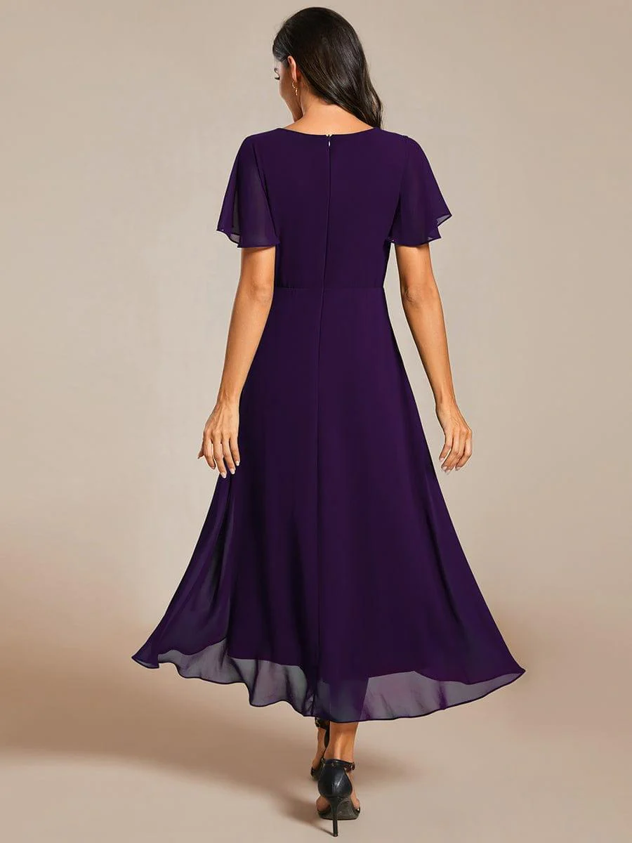 ever LARK|Chiffon Elegance Short Sleeve High-Low Bridesmaid Dress - Image 37