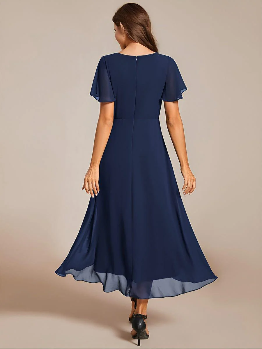 ever LARK|Chiffon Elegance Short Sleeve High-Low Bridesmaid Dress - Image 6