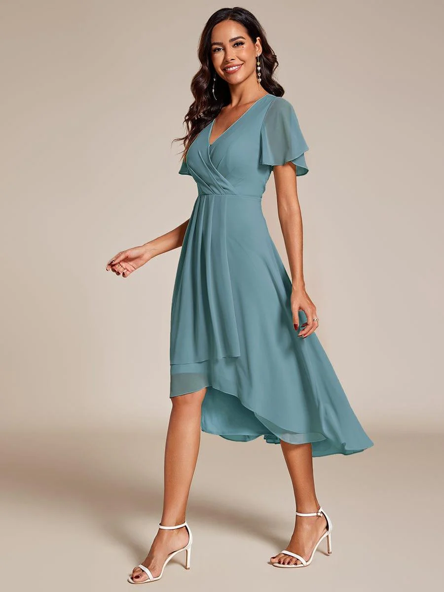 ever LARK|Chiffon Elegance Short Sleeve High-Low Bridesmaid Dress - Image 77