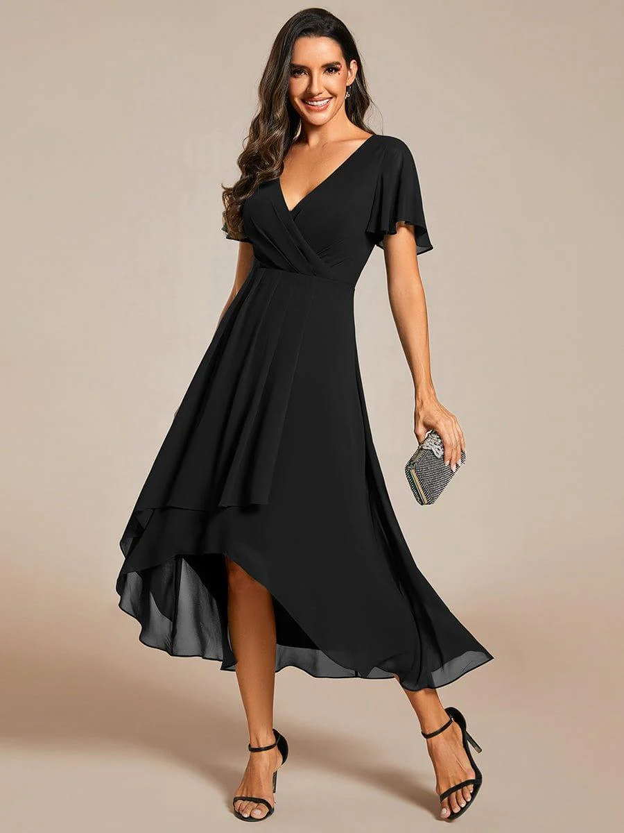 ever LARK|Chiffon Elegance Short Sleeve High-Low Bridesmaid Dress - Image 95