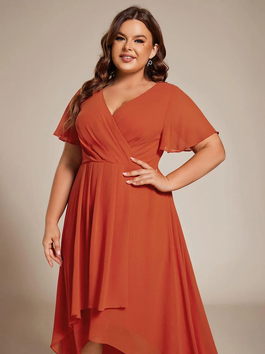 ever LARK|Chiffon Elegance Short Sleeve High-Low Wedding Guest Dress - Image 117