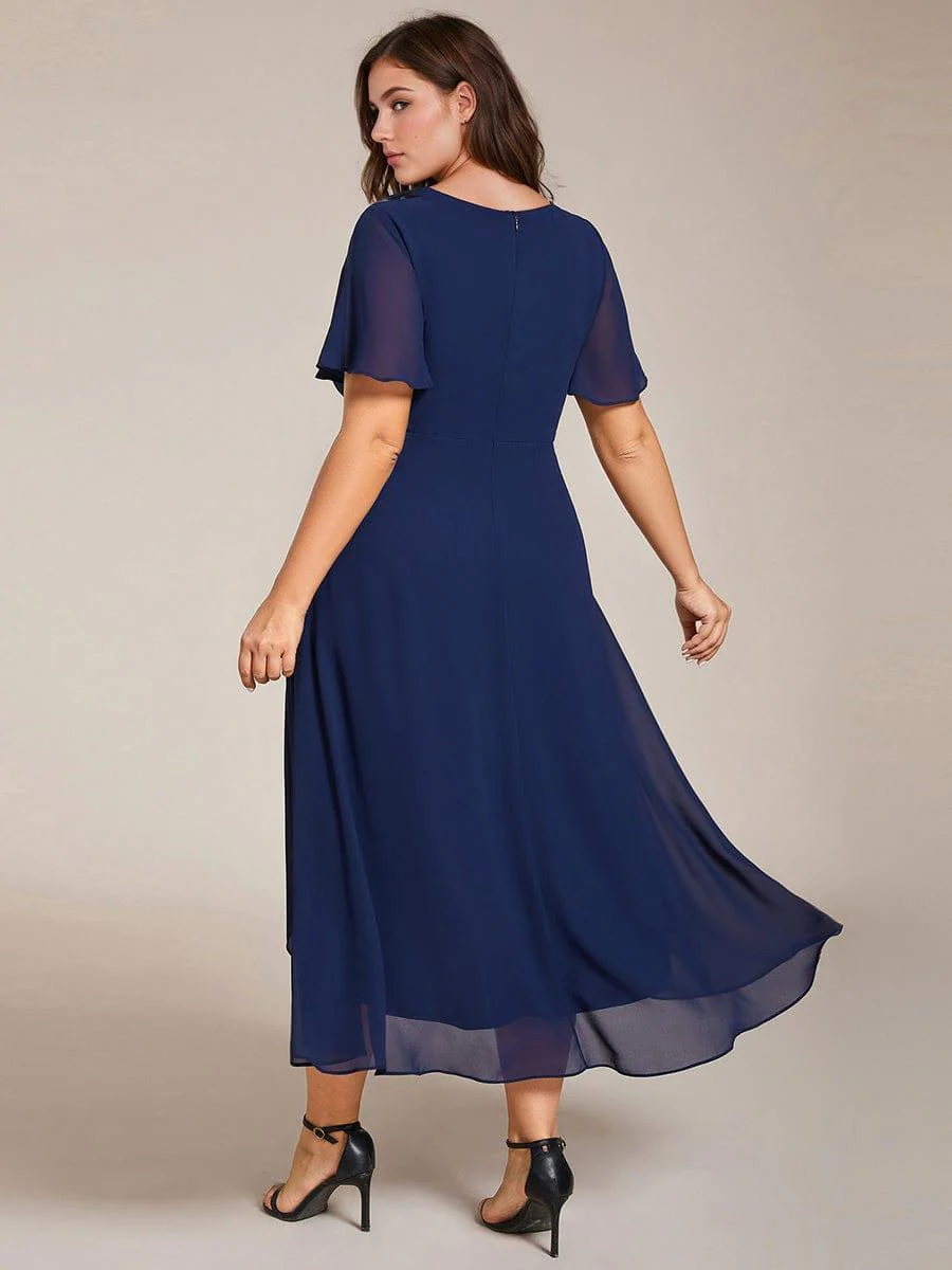 ever LARK|Chiffon Elegance Short Sleeve High-Low Wedding Guest Dress - Image 13