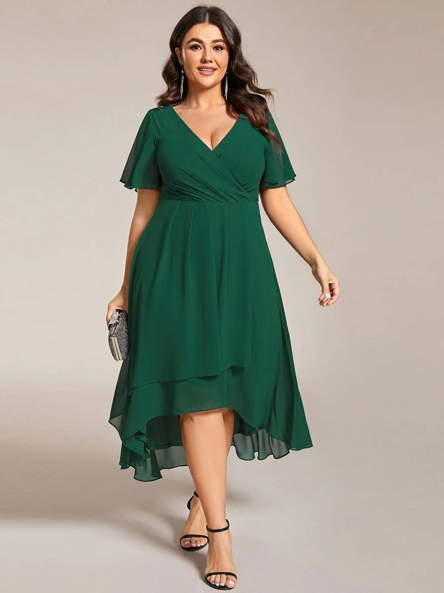 ever LARK|Chiffon Elegance Short Sleeve High-Low Wedding Guest Dress - Image 18