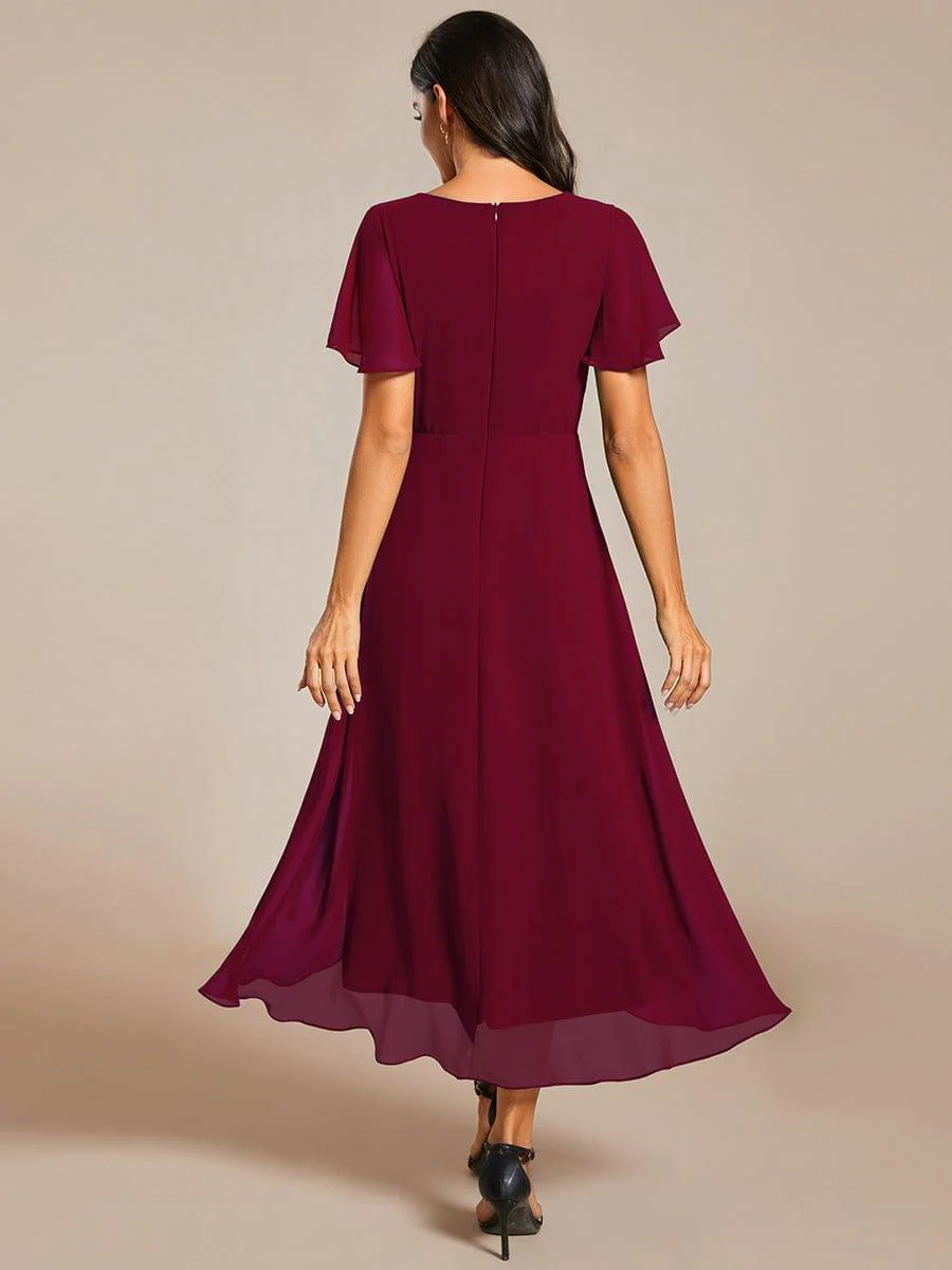 ever LARK|Chiffon Elegance Short Sleeve High-Low Wedding Guest Dress - Image 24