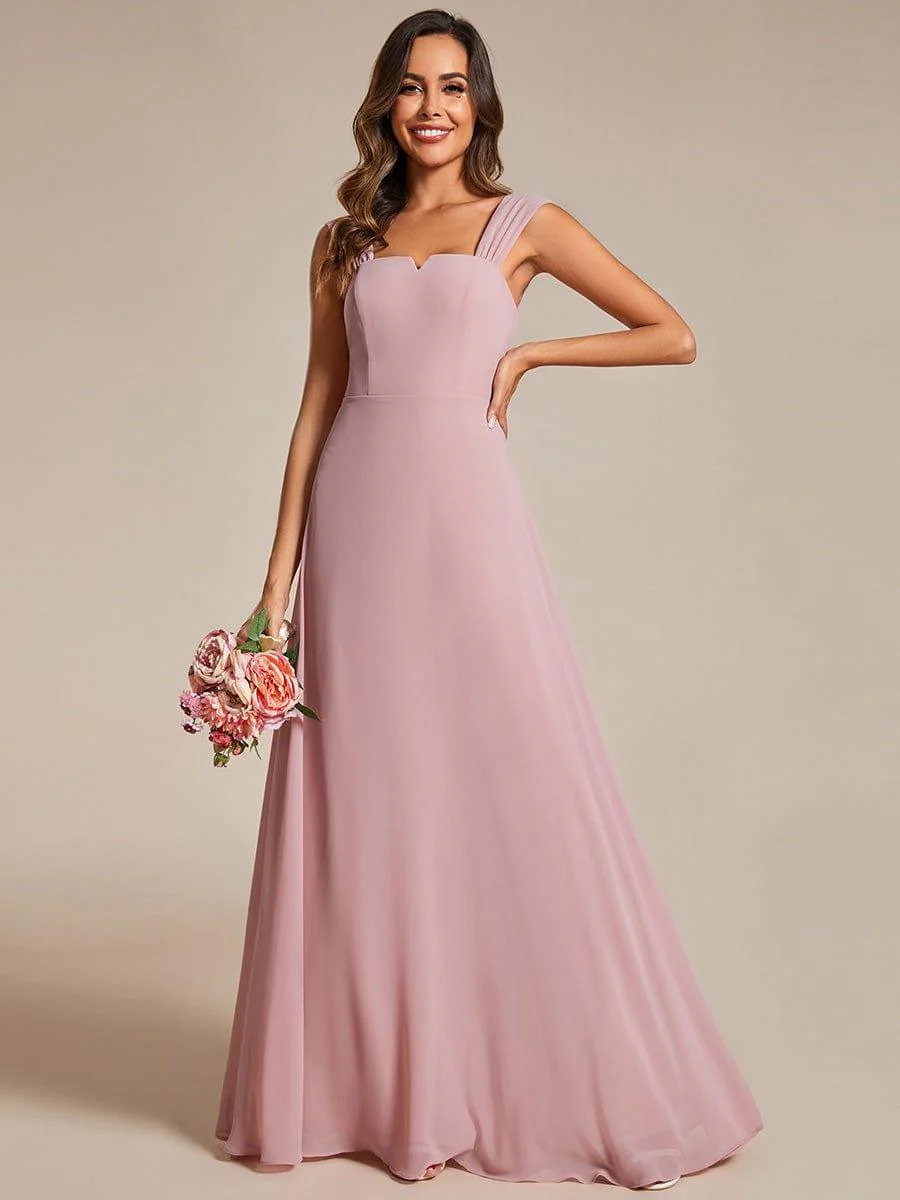 Chiffon High-Waisted Square Neck Sleeveless Bridesmaid Dress - Image 15