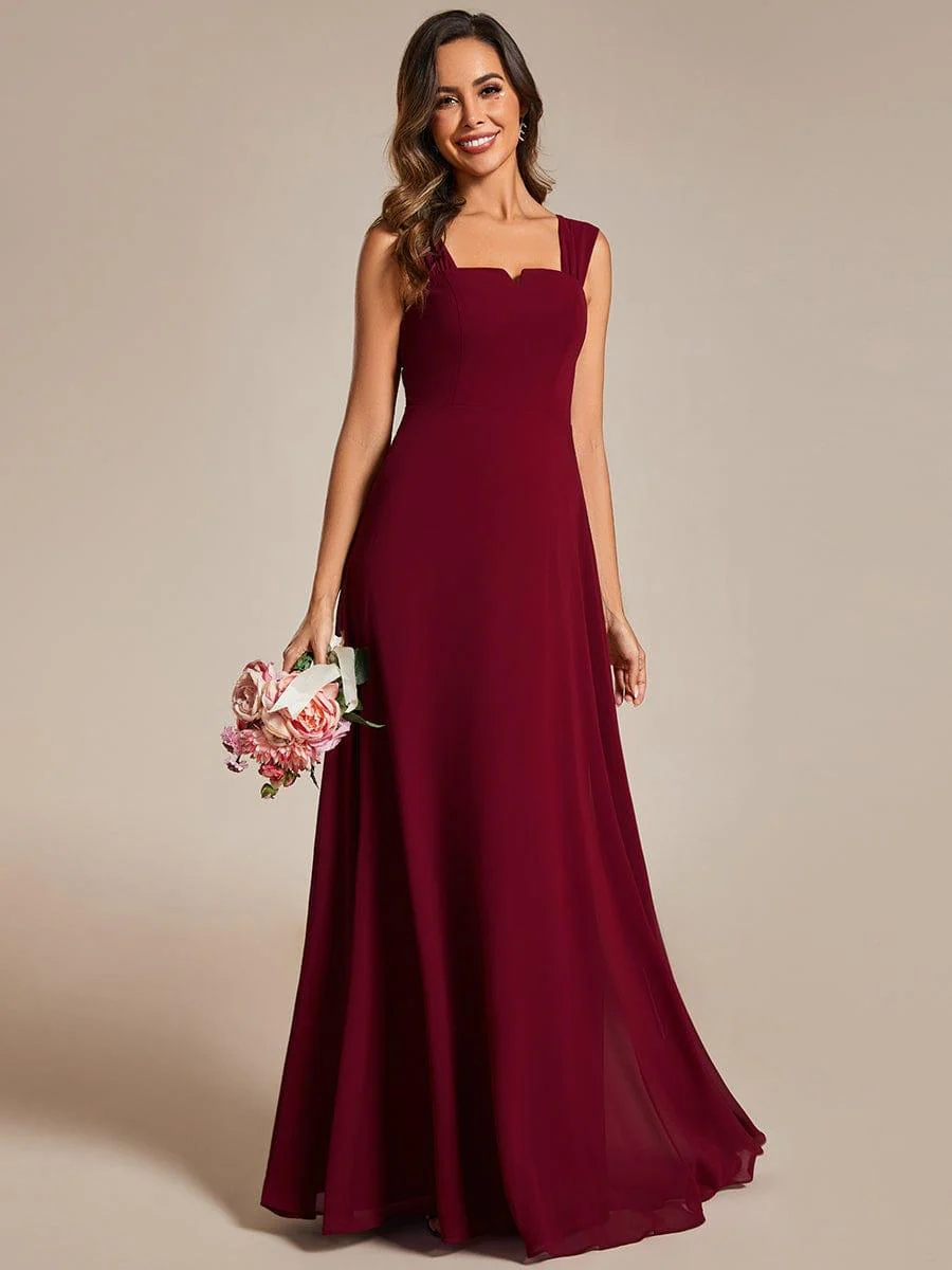 Chiffon High-Waisted Square Neck Sleeveless Bridesmaid Dress - Image 6