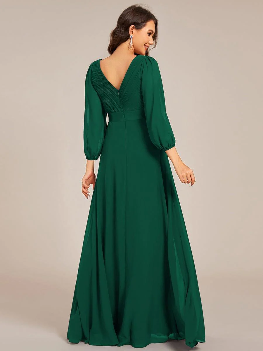 ever OLIVIA|Chiffon Long Sleeve Empire Waist Maxi Bridesmaid Dress with Pleated Detailing - Image 2