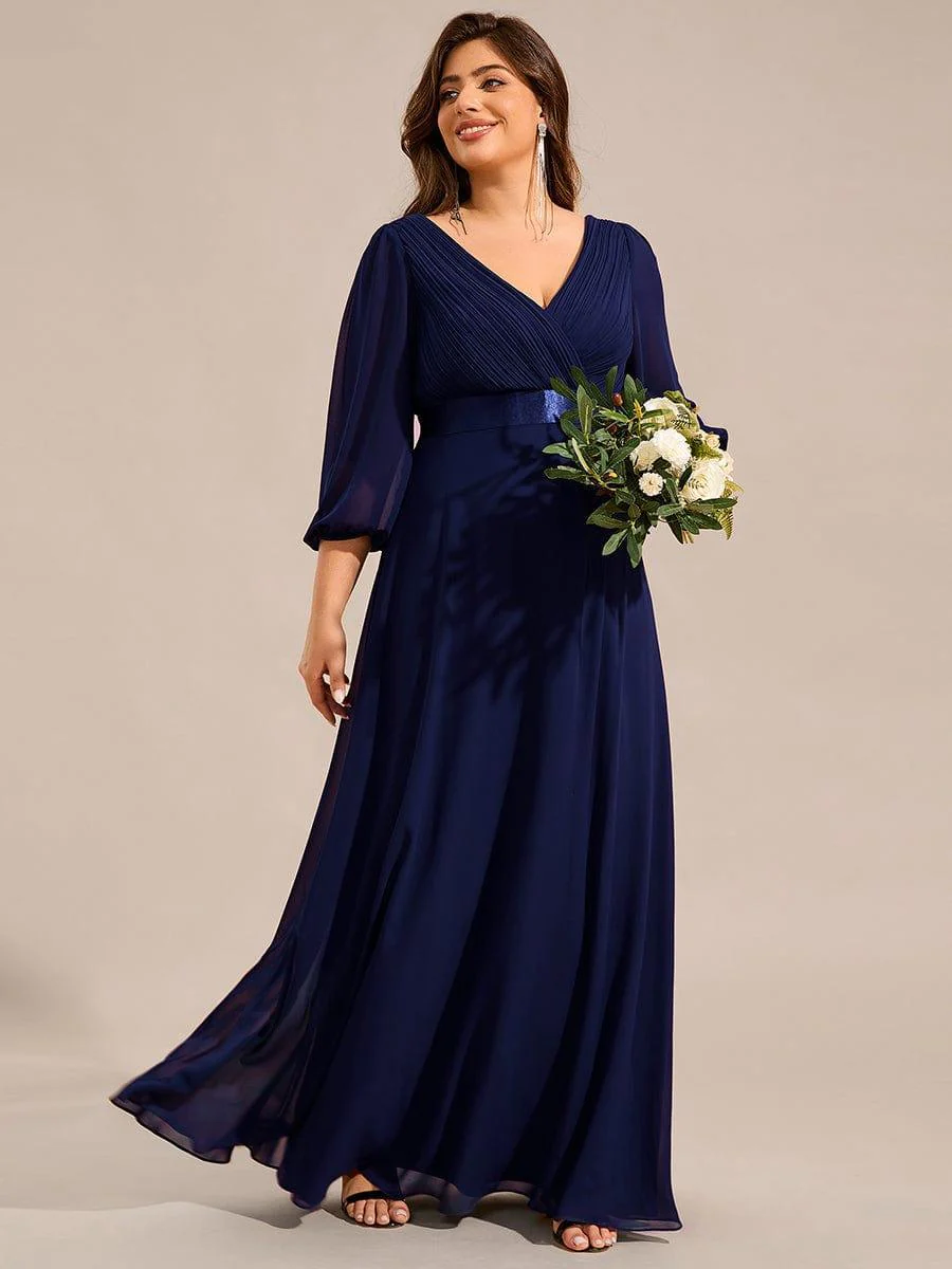 ever OLIVIA|Chiffon Long Sleeve Empire Waist Maxi Bridesmaid Dress with Pleated Detailing - Image 21