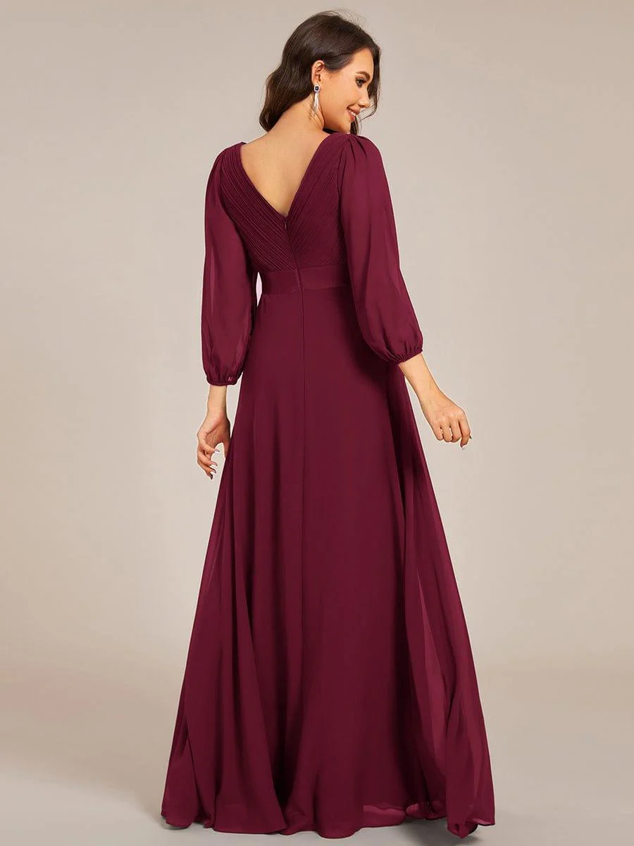 ever OLIVIA|Chiffon Long Sleeve Empire Waist Maxi Bridesmaid Dress with Pleated Detailing - Image 24
