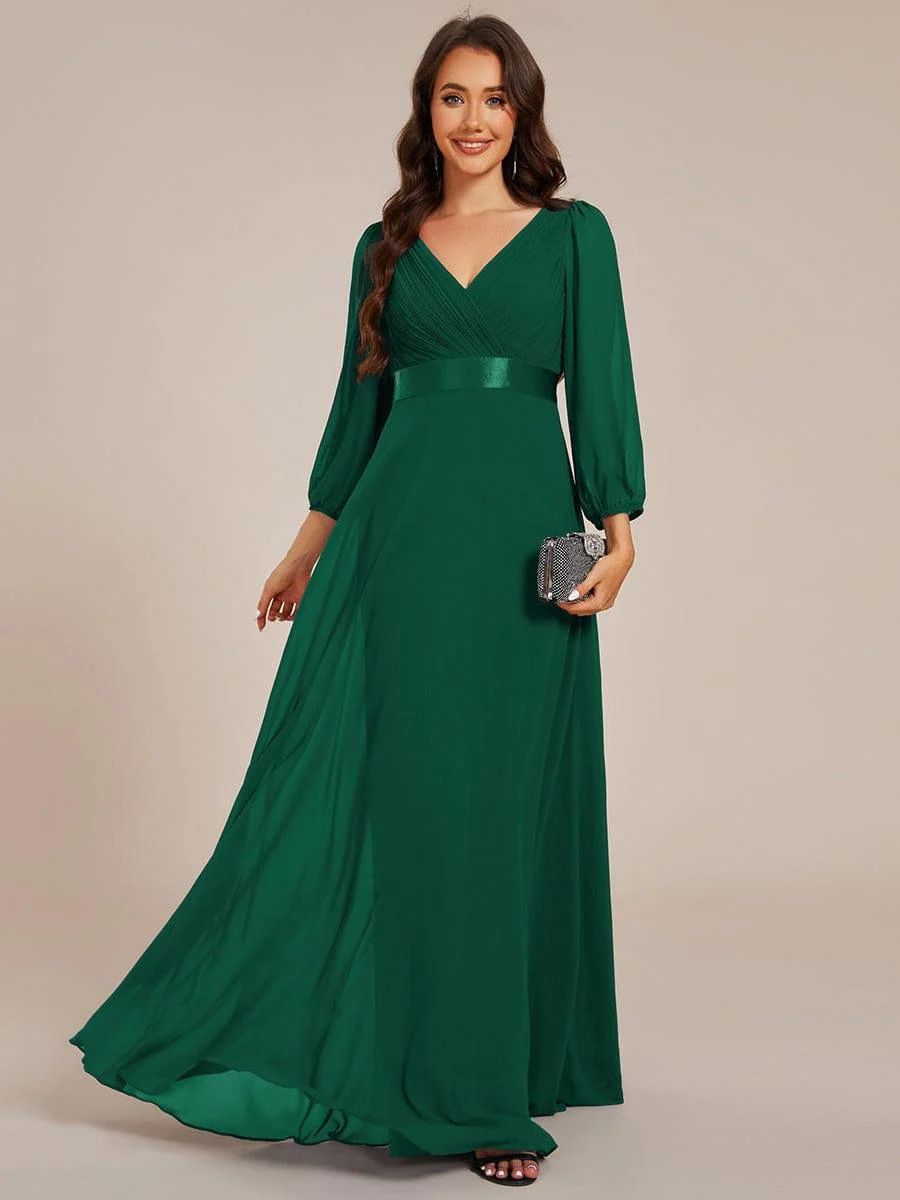 ever OLIVIA|Chiffon Long Sleeve Empire Waist Maxi Bridesmaid Dress with Pleated Detailing - Image 32
