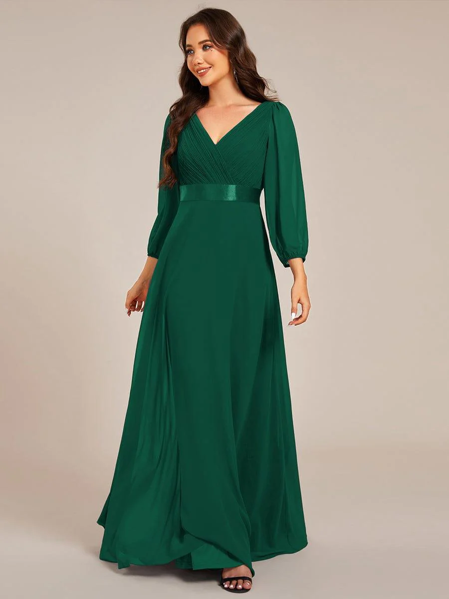 ever OLIVIA|Chiffon Long Sleeve Empire Waist Maxi Bridesmaid Dress with Pleated Detailing - Image 33