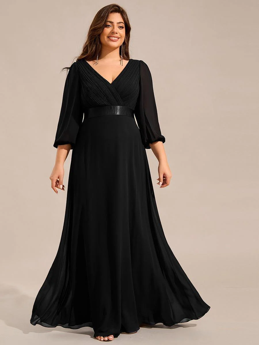 ever OLIVIA|Chiffon Long Sleeve Empire Waist Maxi Bridesmaid Dress with Pleated Detailing - Image 8