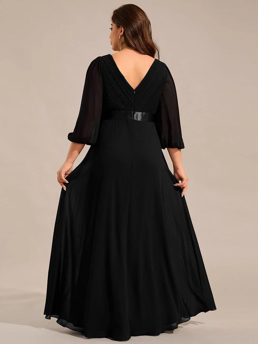 ever OLIVIA|Chiffon Long Sleeve Empire Waist Maxi Bridesmaid Dress with Pleated Detailing - Image 9