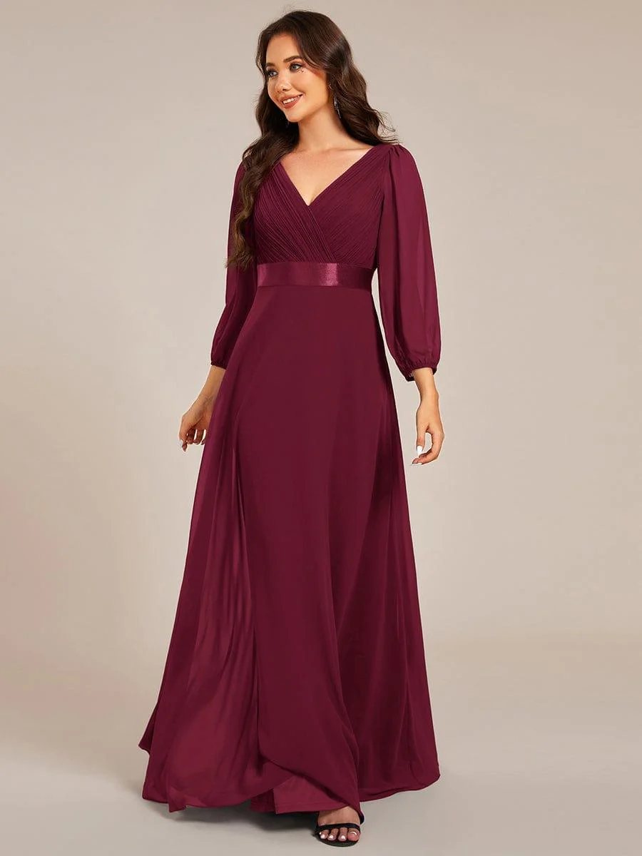ever OLIVIA|Chiffon Long Sleeve Empire Waist Maxi Evening Dress with Pleated Detailing - Image 27