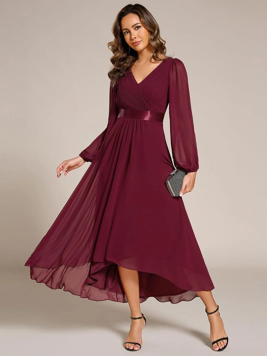 ever KEYLA|Chiffon Long Sleeve Empire Waist Midi Evening Dress