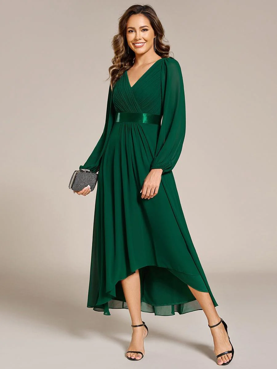 ever KEYLA|Chiffon Long Sleeve Empire Waist Midi Evening Dress - Image 24