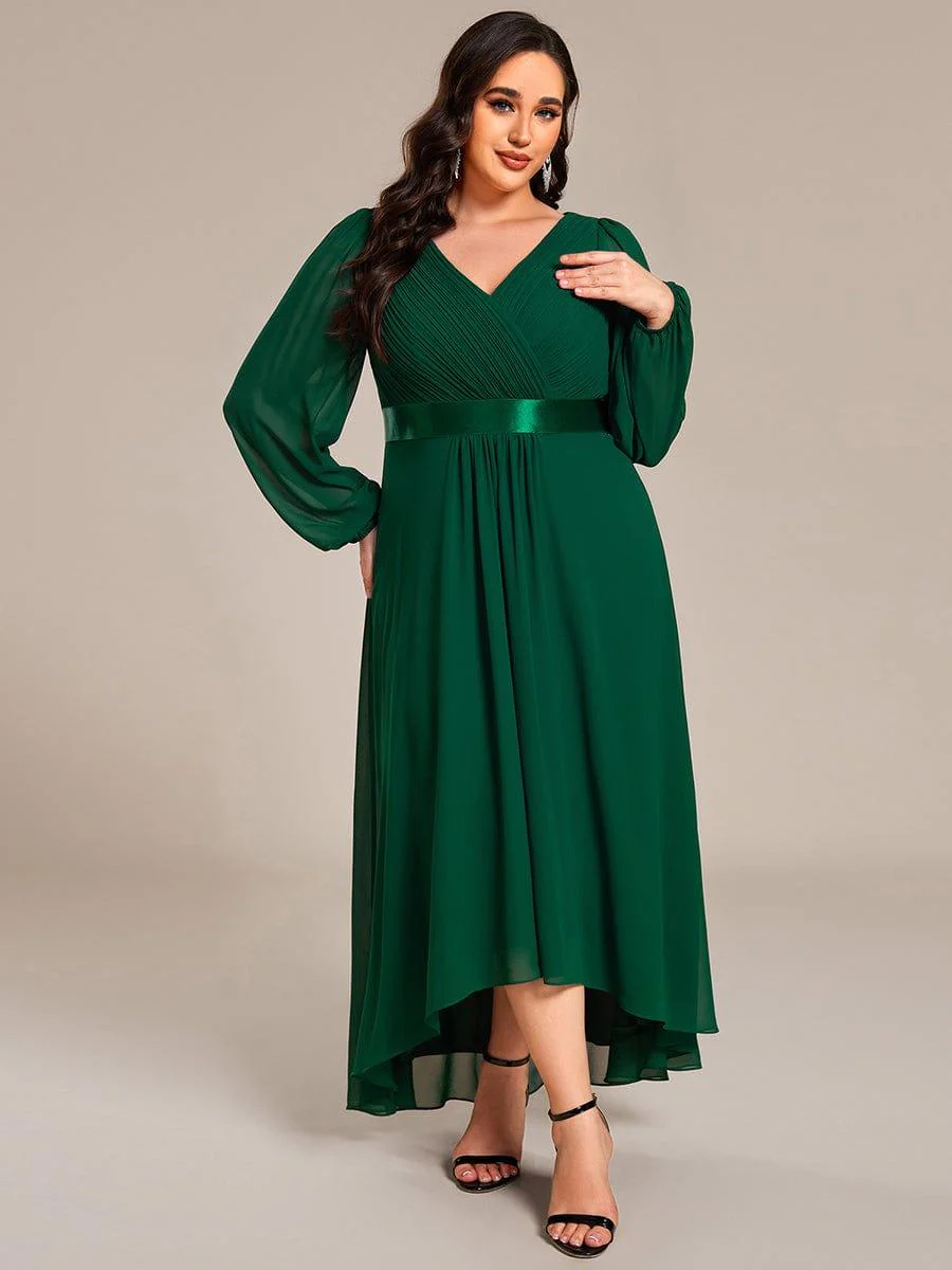 ever KEYLA|Chiffon Long Sleeve Empire Waist Midi Evening Dress - Image 29