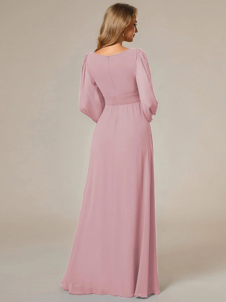 ever CELESTE|Chiffon Long Sleeve Pleated Maxi Bridesmaid Dress - Image 17