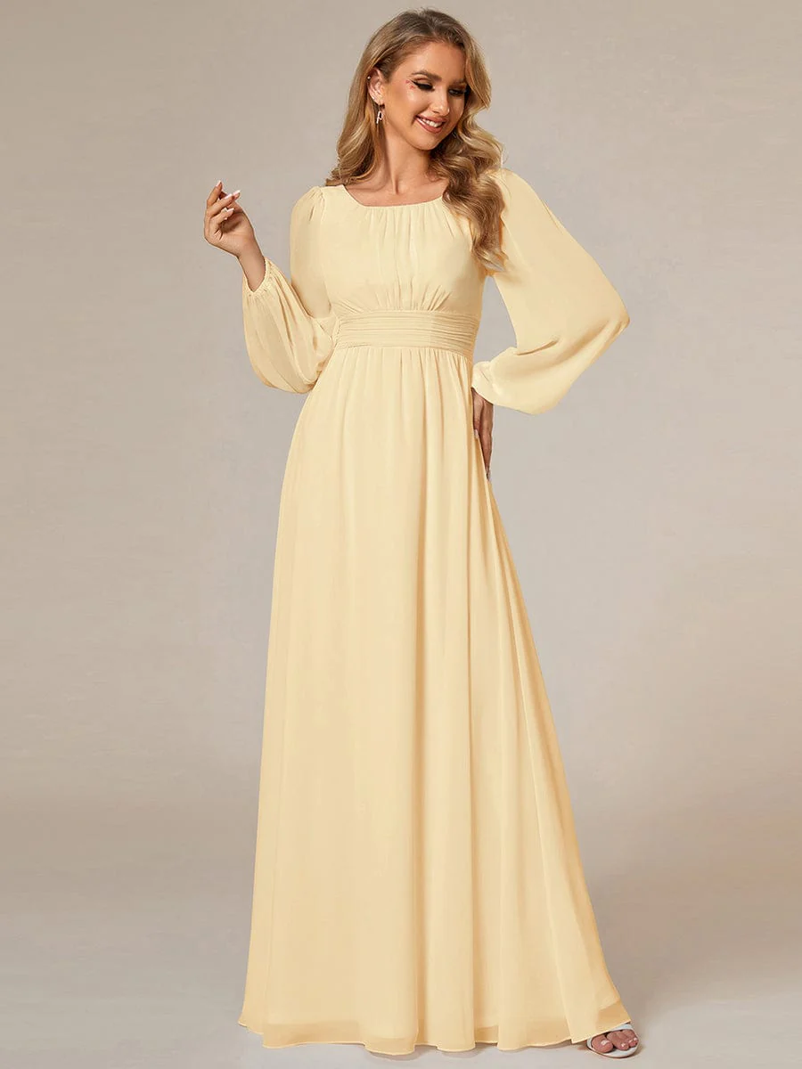 ever CELESTE|Chiffon Long Sleeve Pleated Maxi Bridesmaid Dress - Image 19