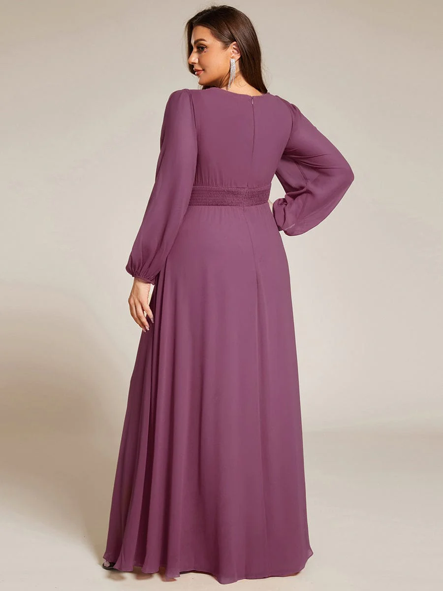ever CELESTE|Chiffon Long Sleeve Pleated Maxi Bridesmaid Dress - Image 32