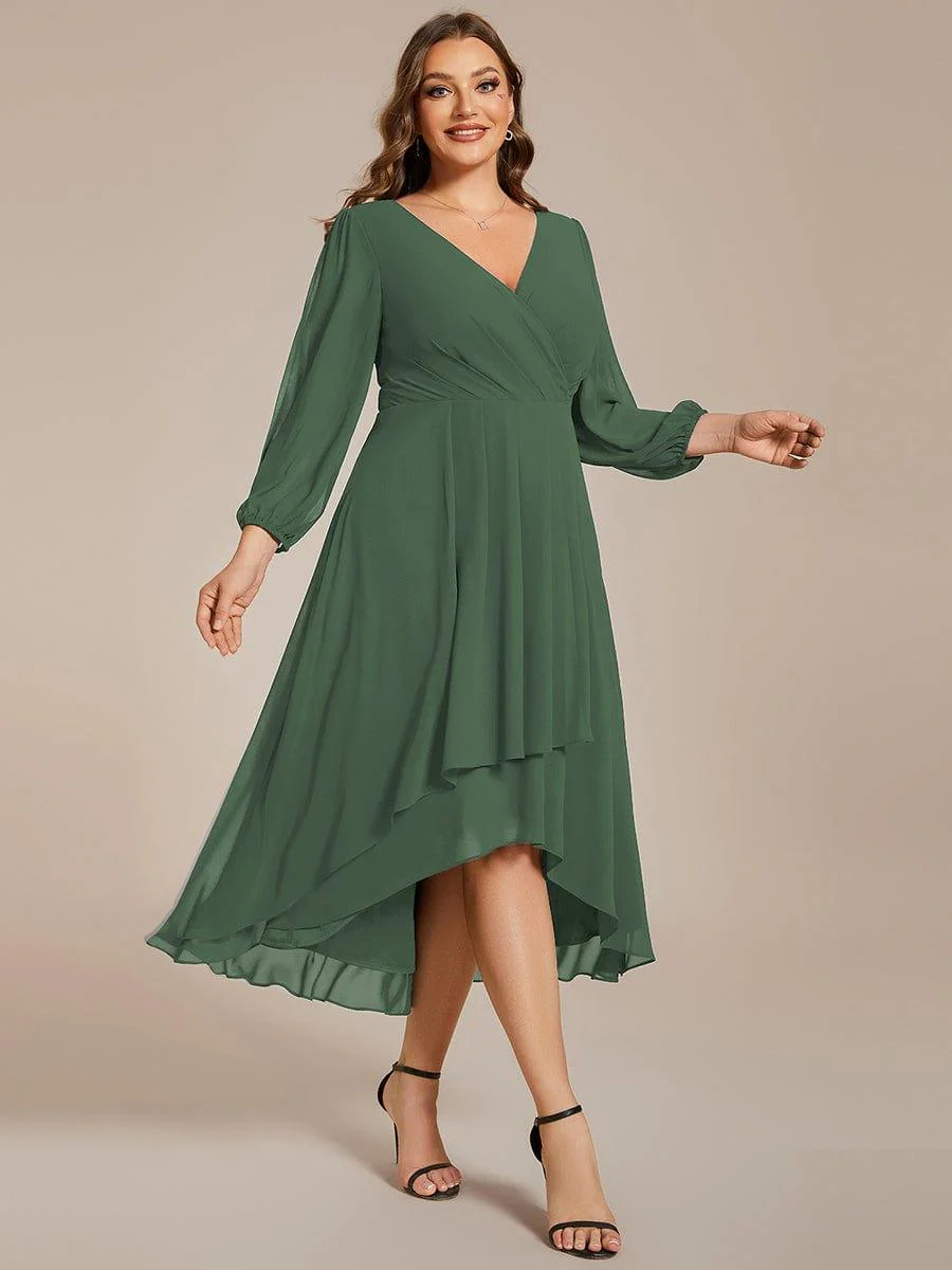 ever BRIAR|Chiffon 3/4 Sleeve V-Neck High-Low Wedding Guest Dress - Image 32