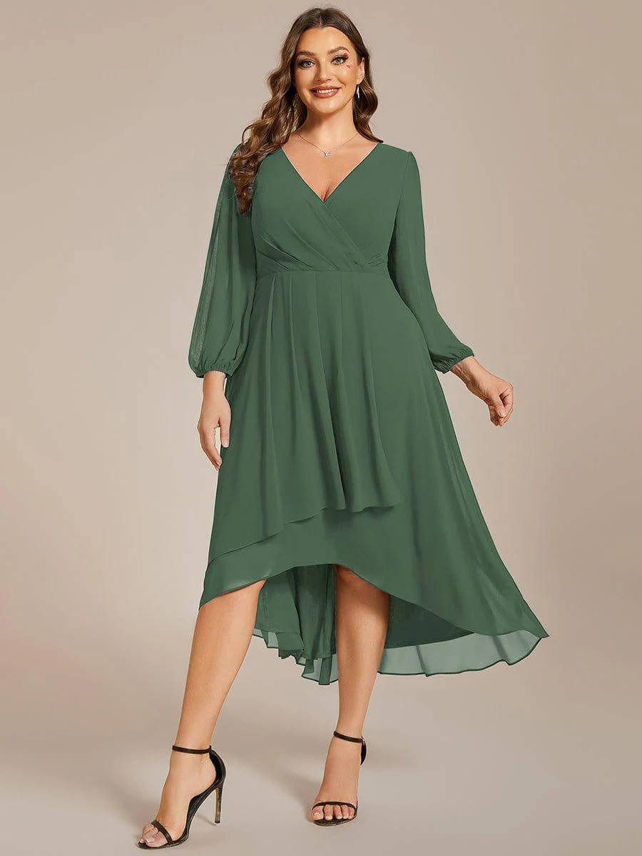 ever BRIAR|Chiffon 3/4 Sleeve V-Neck High-Low Wedding Guest Dress - Image 33
