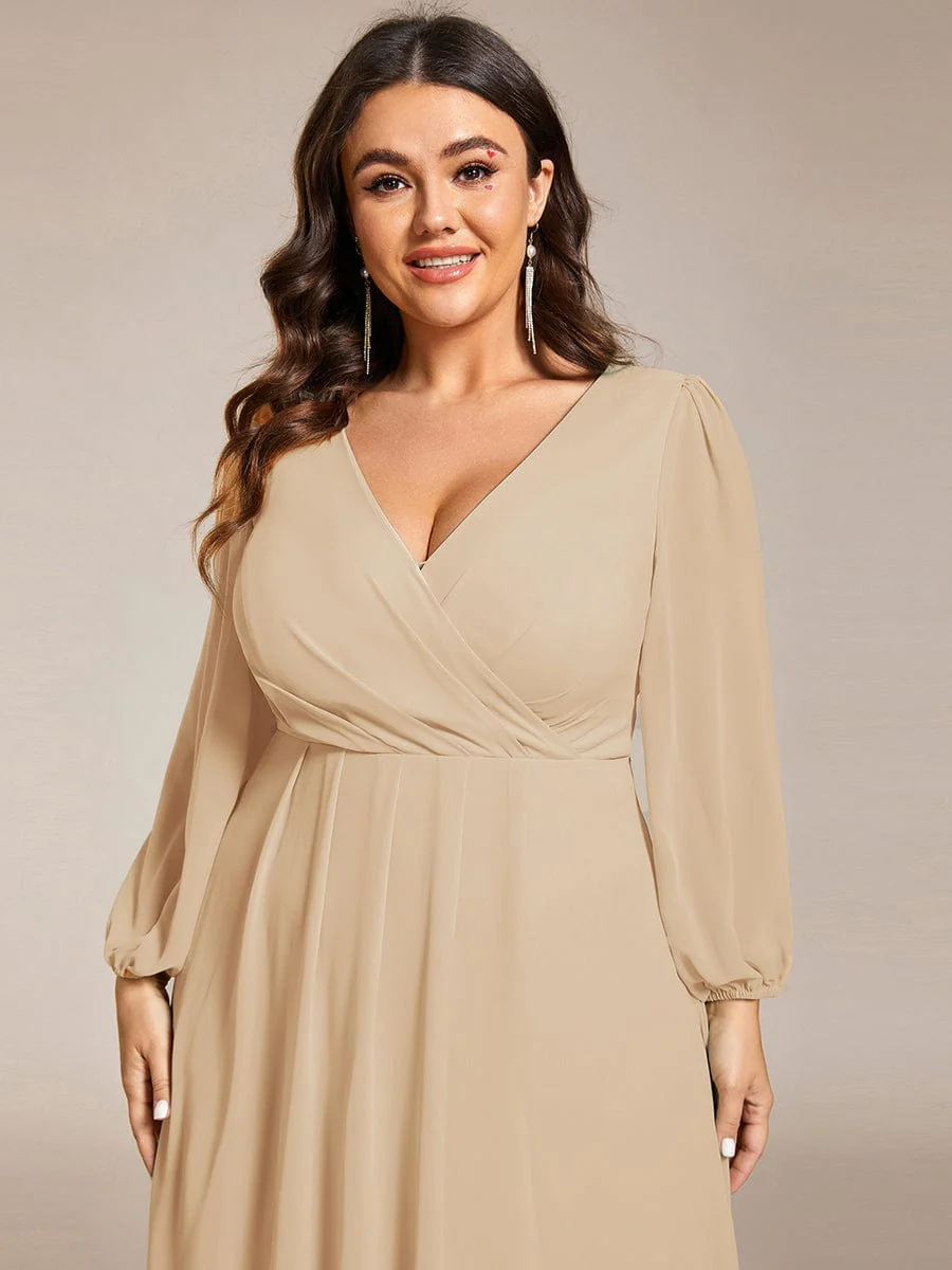 ever BRIAR|Chiffon 3/4 Sleeve V-Neck High-Low Wedding Guest Dress - Image 41