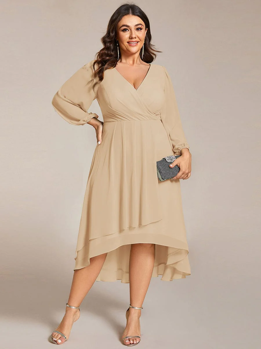 ever BRIAR|Chiffon 3/4 Sleeve V-Neck High-Low Wedding Guest Dress - Image 42