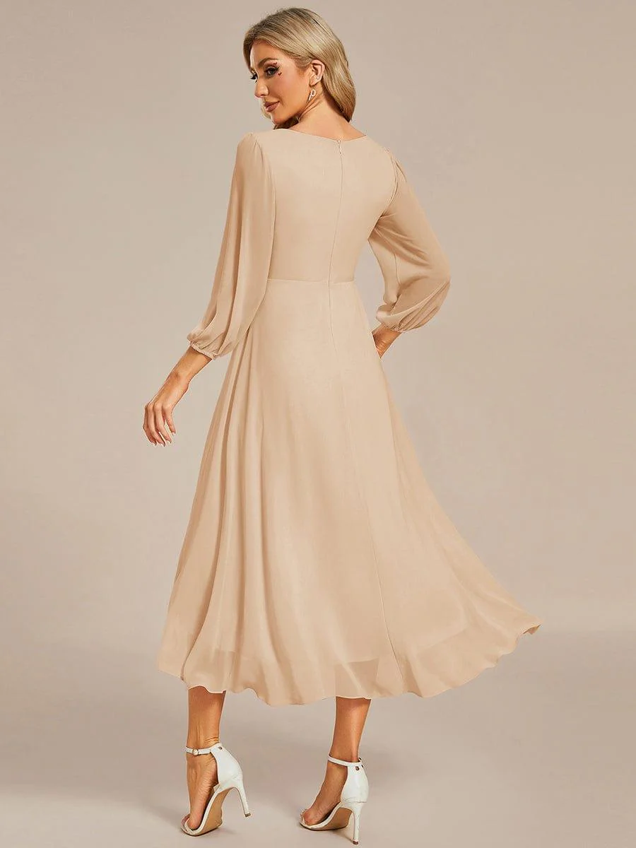 ever BRIAR|Chiffon 3/4 Sleeve V-Neck High-Low Wedding Guest Dress - Image 63