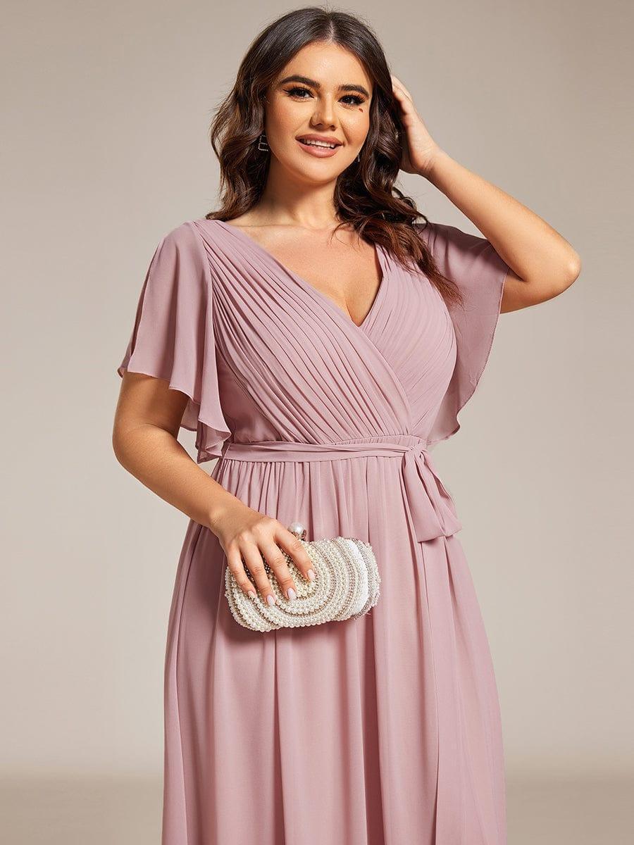 ever LEORA|V-Neck Flutter Sleeve Floor-Length A-Line Chiffon Evening Dress - Image 105