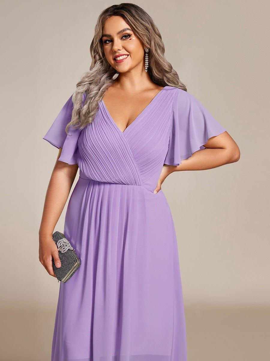 ever FAYE|Chiffon Pleated V Neck High-Low Bridesmaid Dress - Image 108