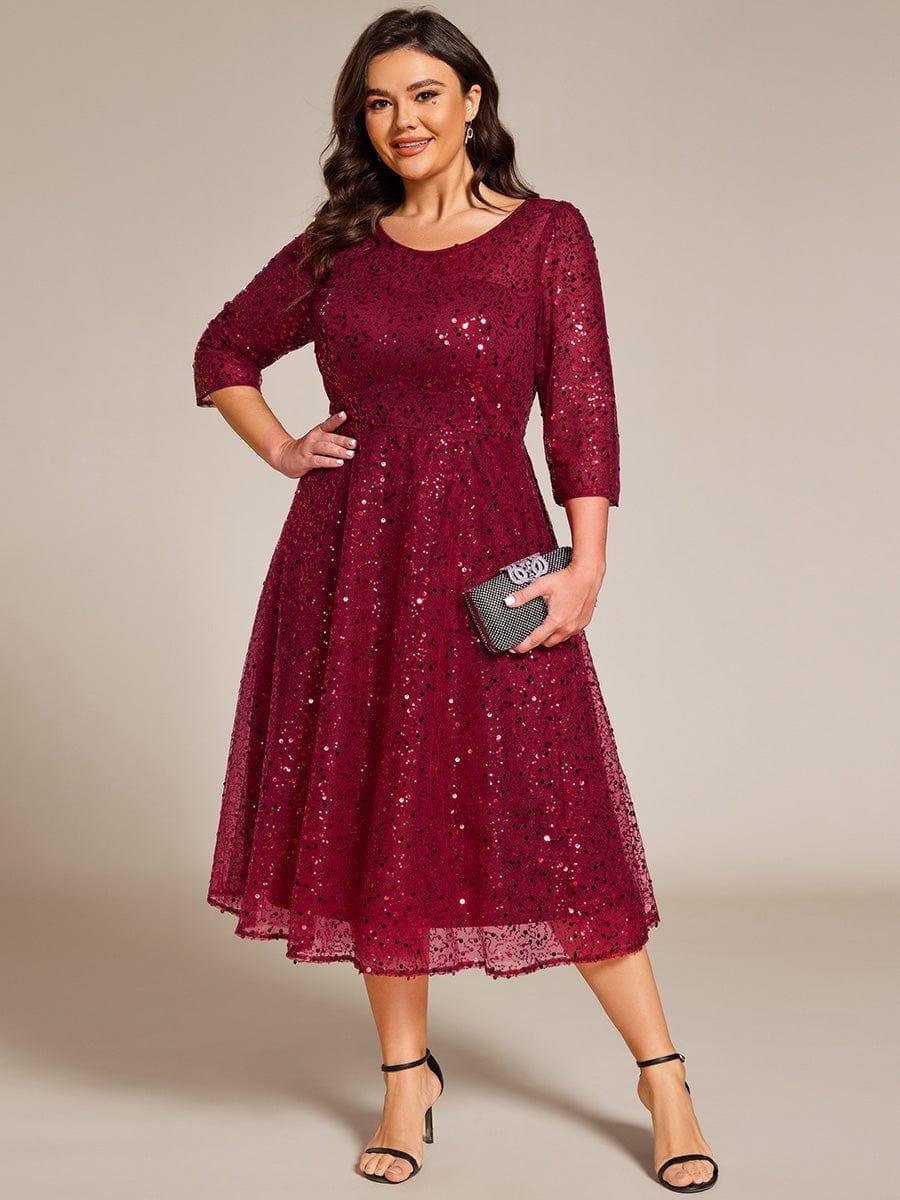 ever SIENNA|Dazzling Sequin A-Line Midi Mother of the Bride Dress with Long Sleeves - Image 13