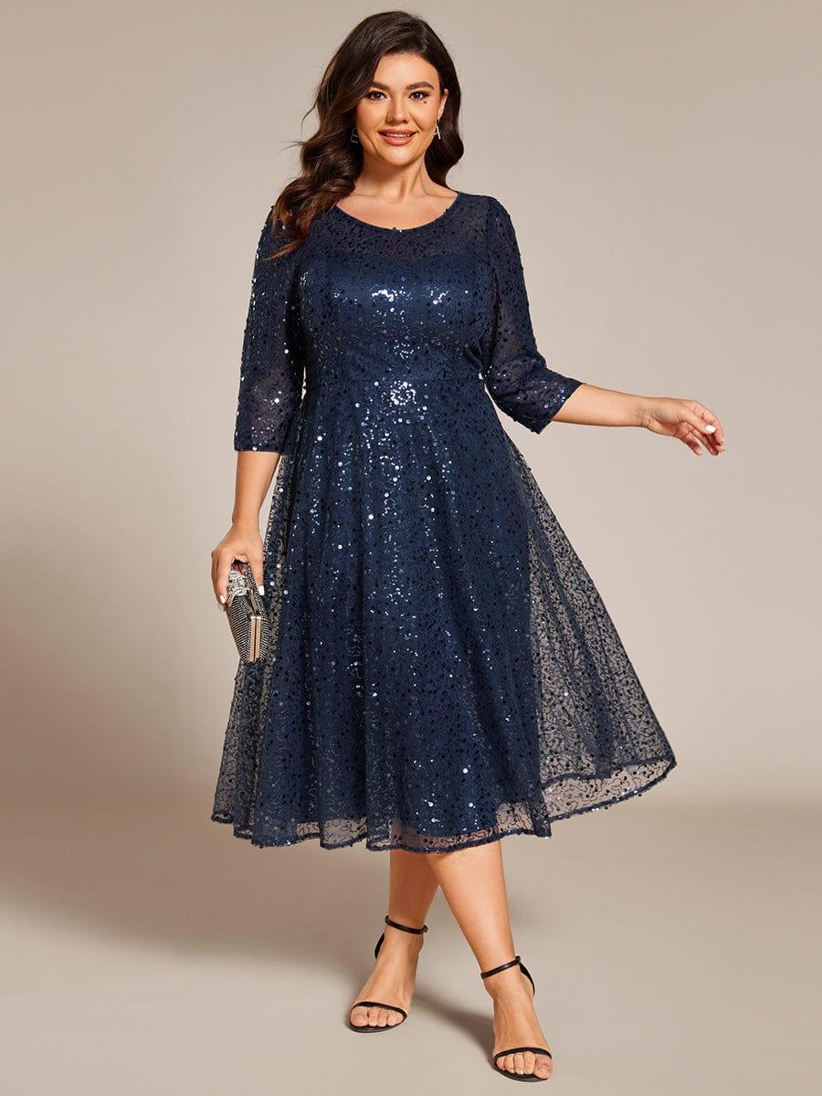 ever SIENNA|Dazzling Sequin A-Line Midi Mother of the Bride Dress with Long Sleeves - Image 30