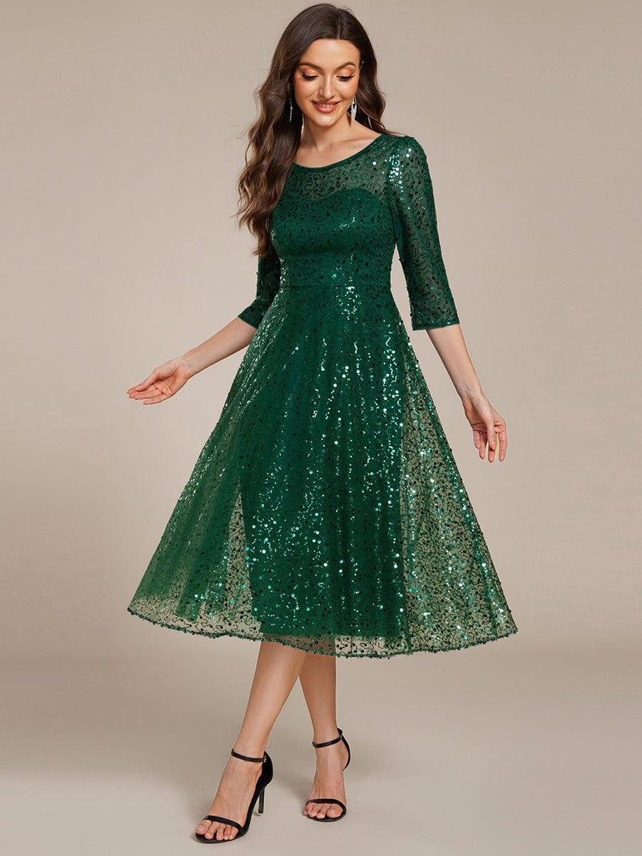ever SIENNA|Dazzling Sequin A-Line Midi Mother of the Bride Dress with Long Sleeves - Image 41