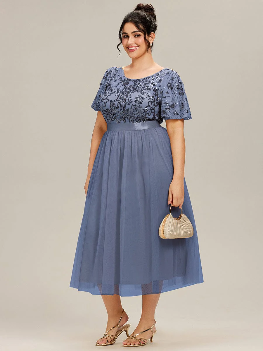 ever COOPER|Round Neck Sequin Ruffle Sleeve Evening Dress - Image 14