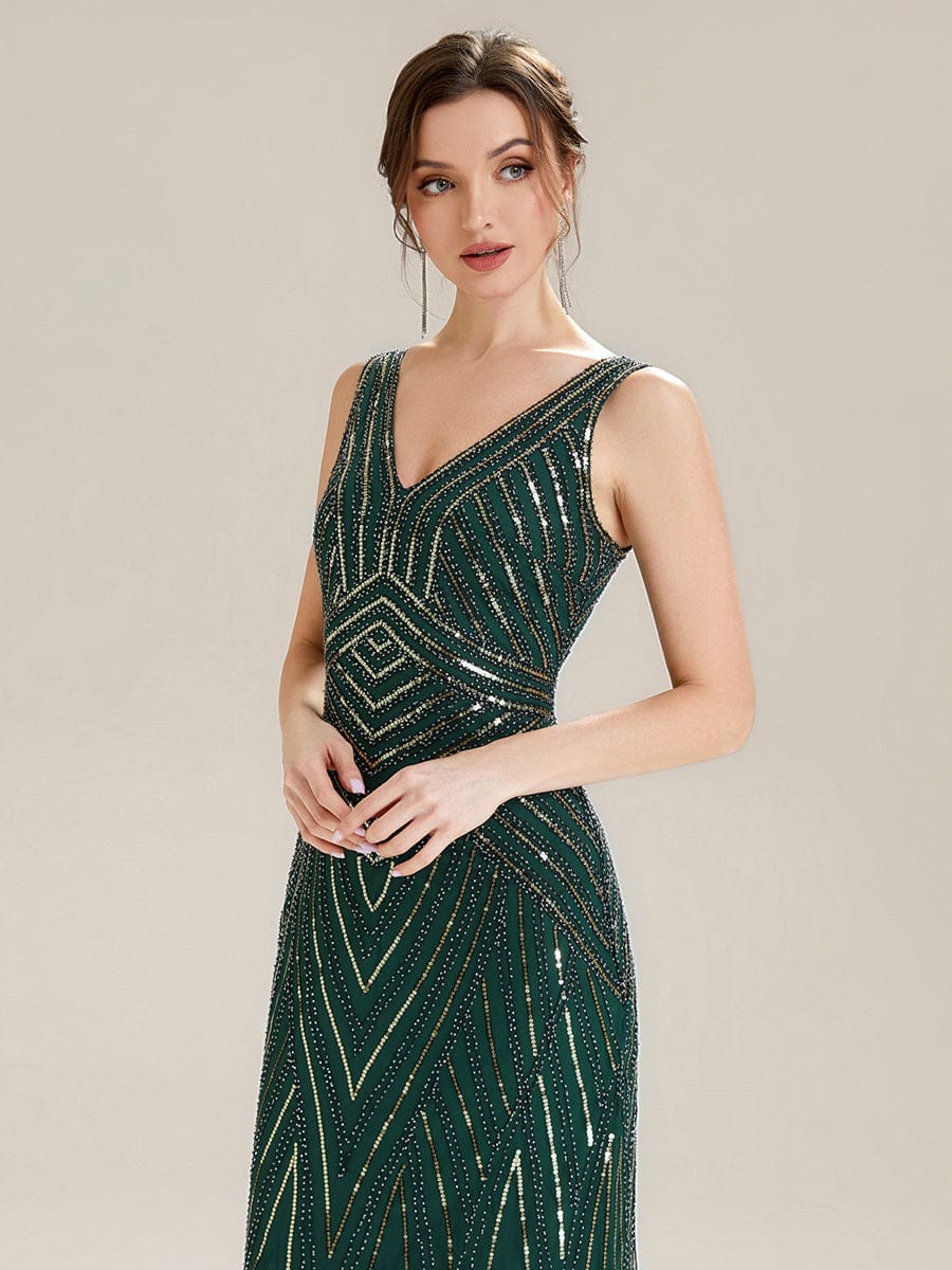 ever GLAMOUR|Deep V-Neck Sequin Sleeveless Dress - Image 3
