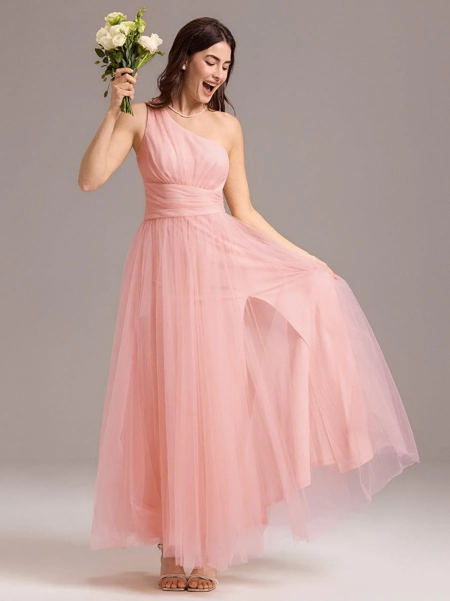ever ARCADIA|Designer A-line One Shoulder Maxi Tulle Evening Dress - Image 11