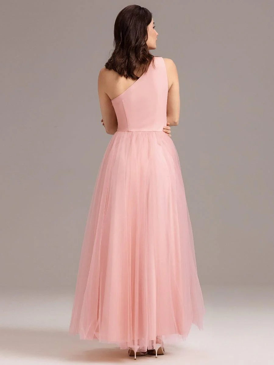ever ARCADIA|Designer A-line One Shoulder Maxi Tulle Evening Dress - Image 12