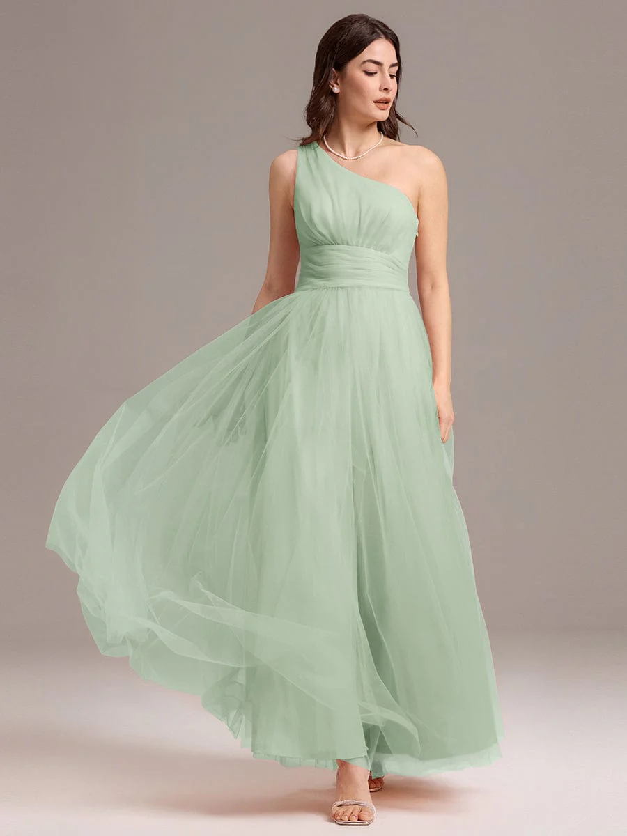ever ARCADIA|Designer A-line One Shoulder Maxi Tulle Evening Dress - Image 17