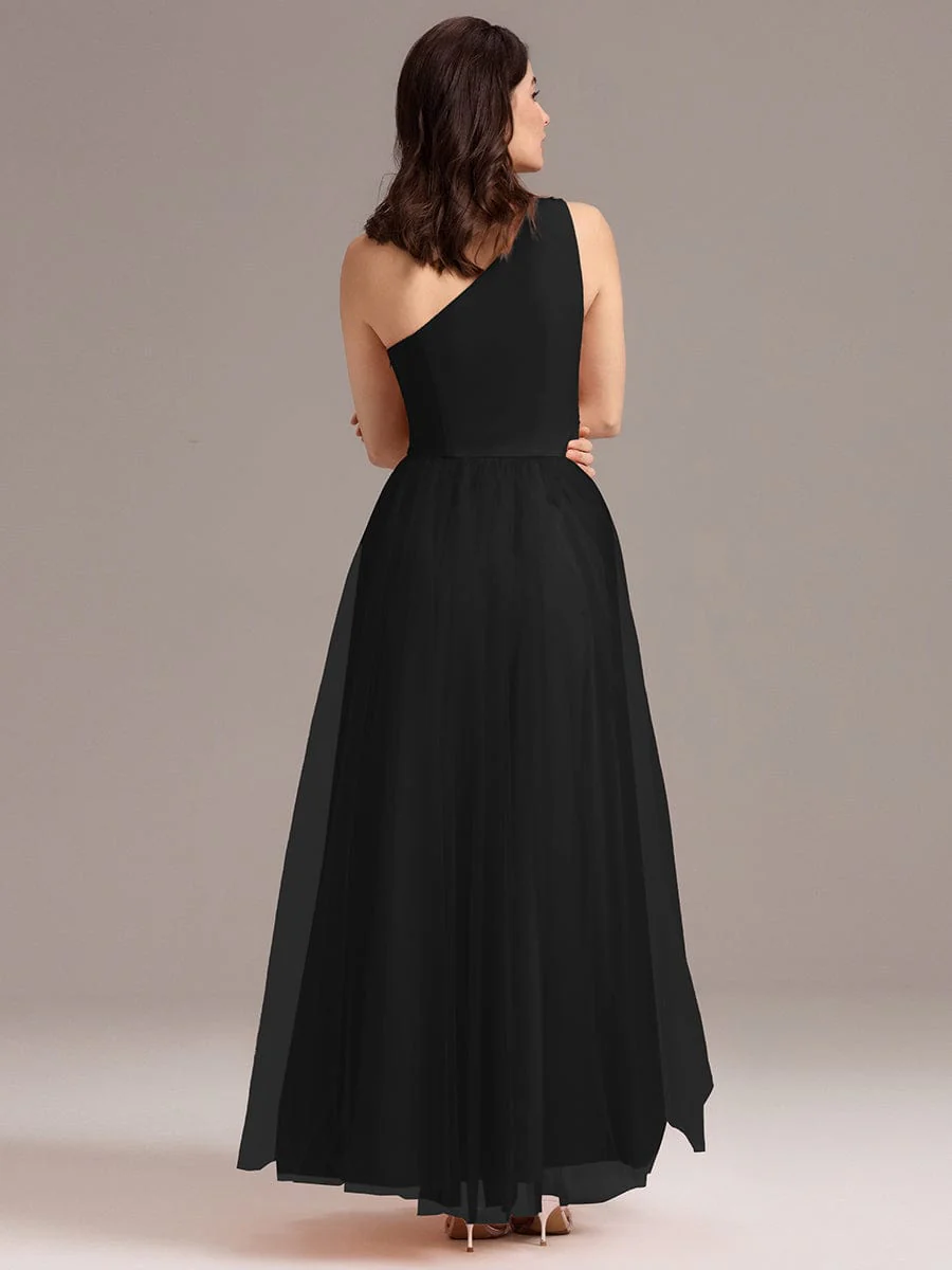 ever ARCADIA|Designer A-line One Shoulder Maxi Tulle Evening Dress - Image 2