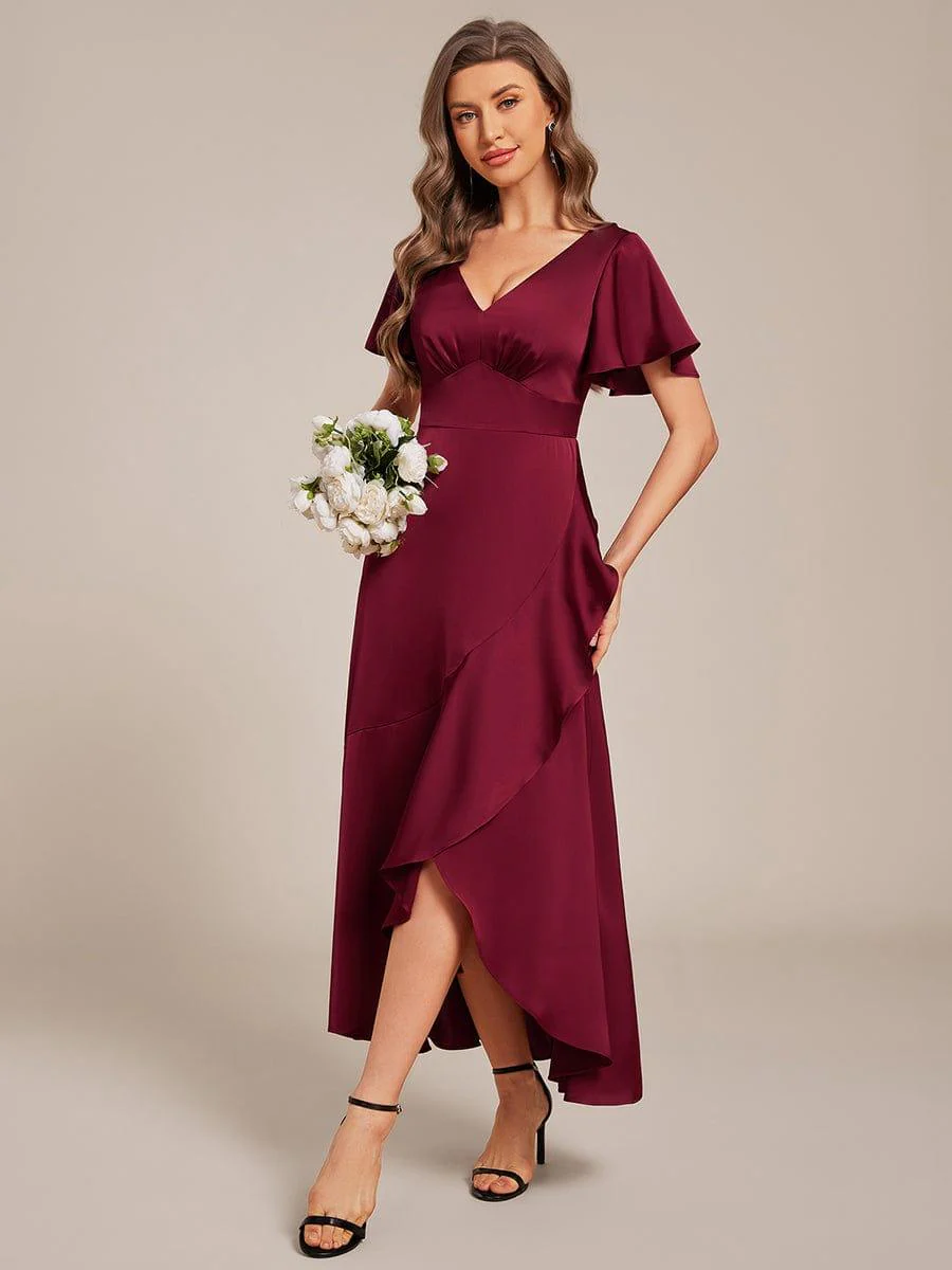 ever WYNTER|Elegant A-Line Satin Ruched High-Low Bridesmaid Dress - Image 11