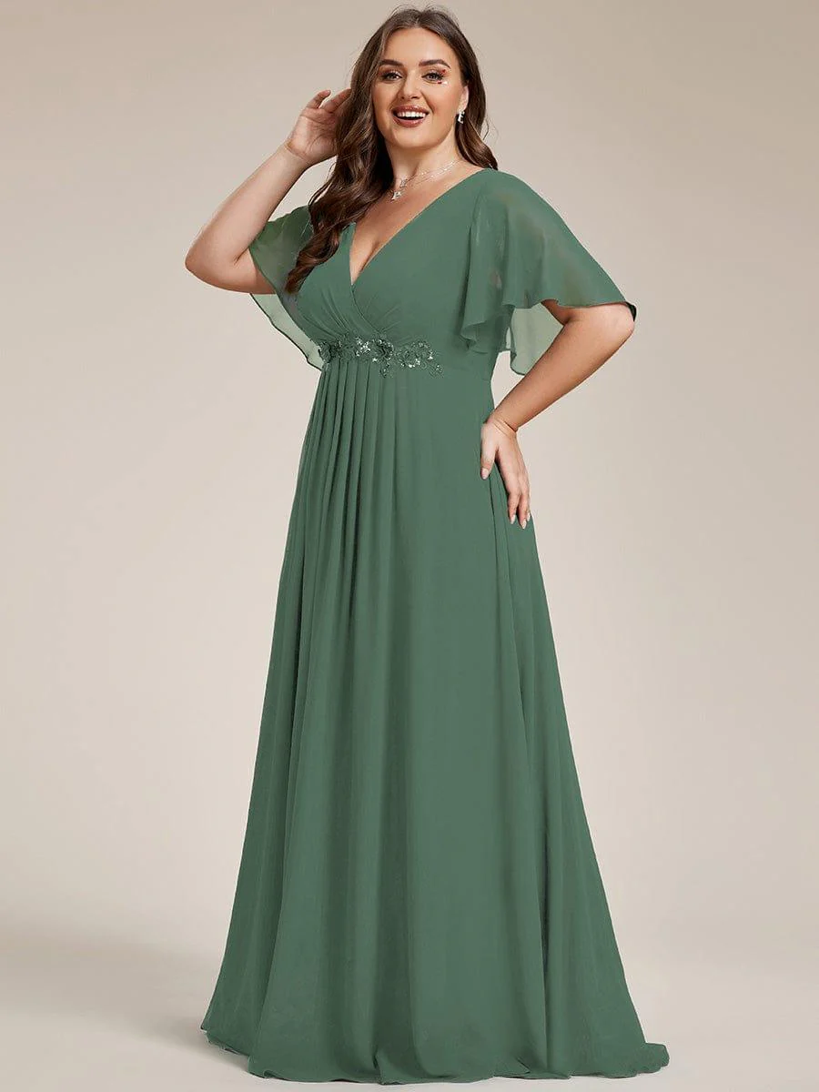 ever IVYROSE|Elegant Chiffon Applique Evening Dress with Flutter Sleeves - Image 129