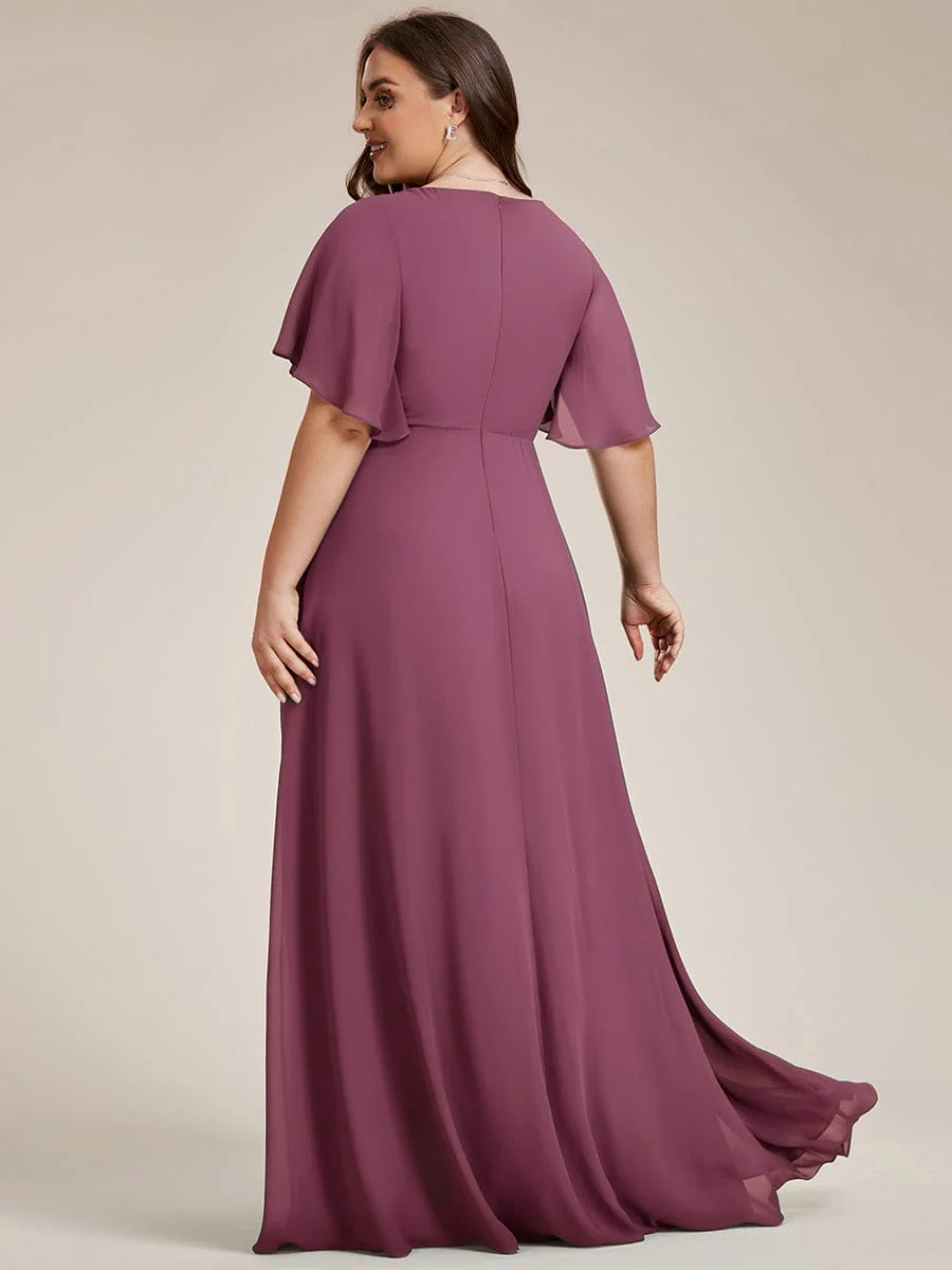 ever IVYROSE|Elegant Chiffon Applique Evening Dress with Flutter Sleeves - Image 167