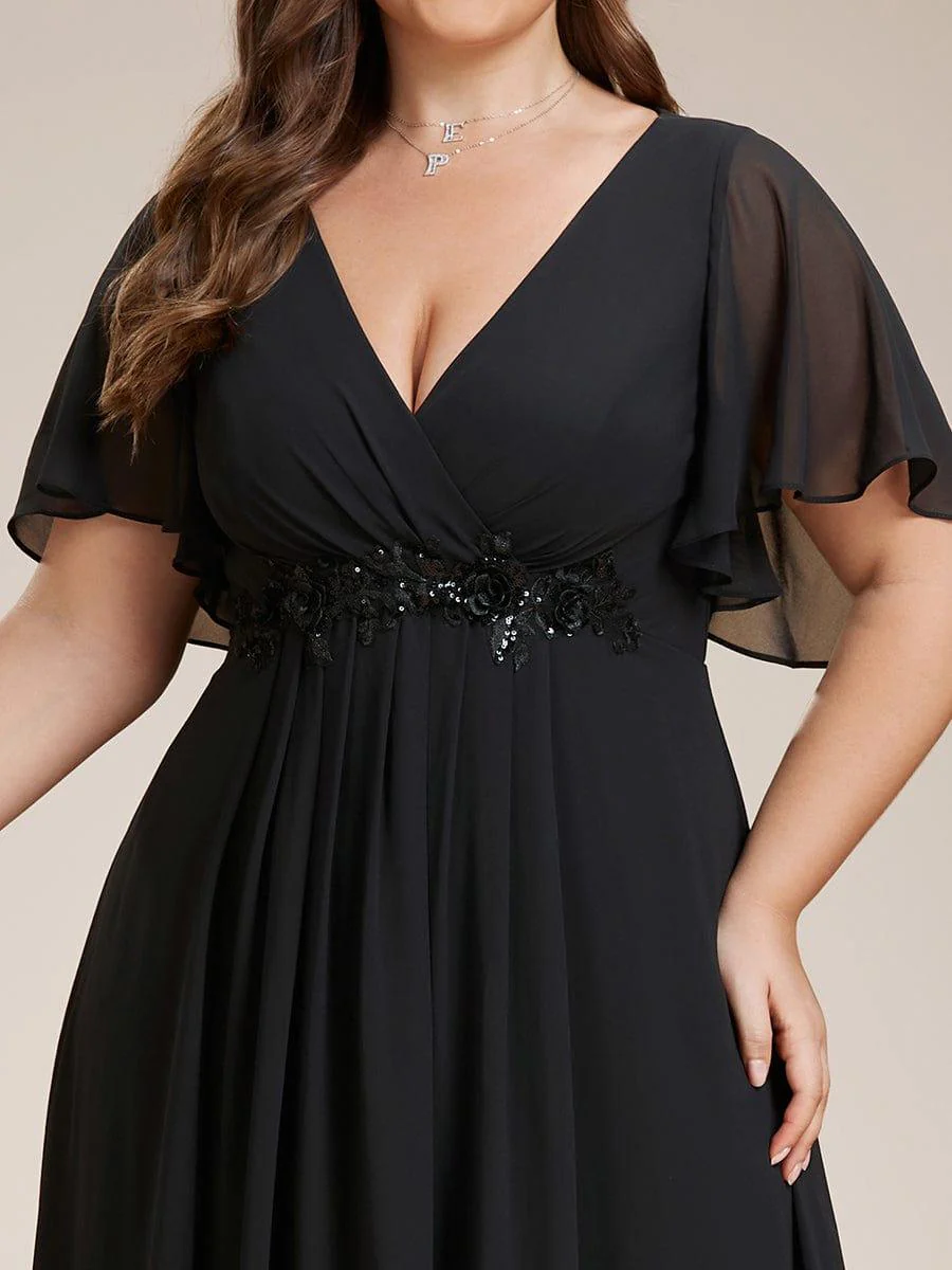 ever IVYROSE|Elegant Chiffon Applique Evening Dress with Flutter Sleeves - Image 25