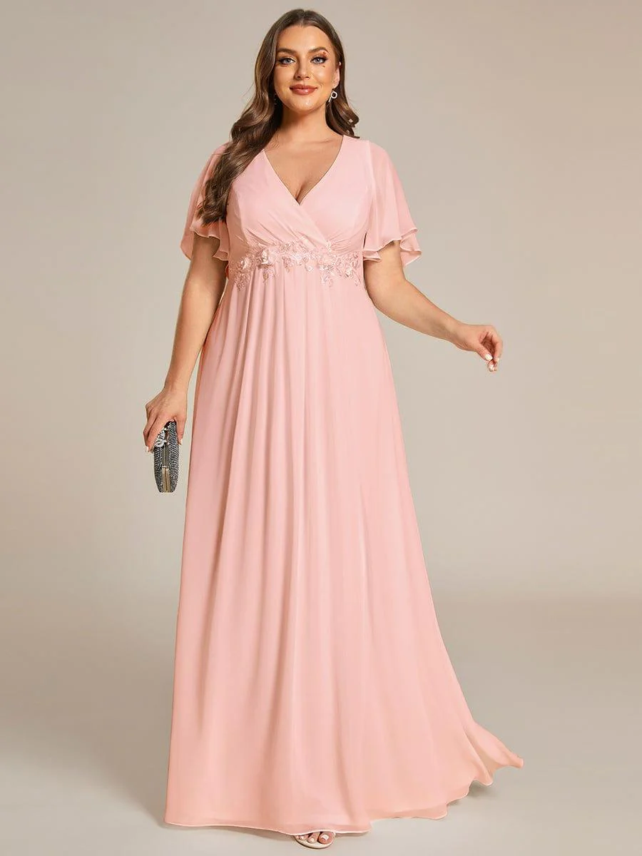 ever IVYROSE|Elegant Chiffon Applique Evening Dress with Flutter Sleeves - Image 53